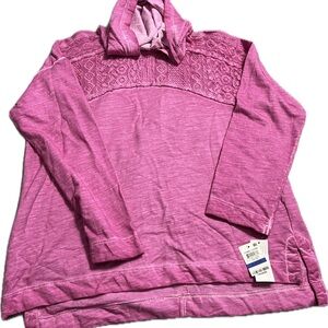 Pink Hooded Sweater with Lace Detail